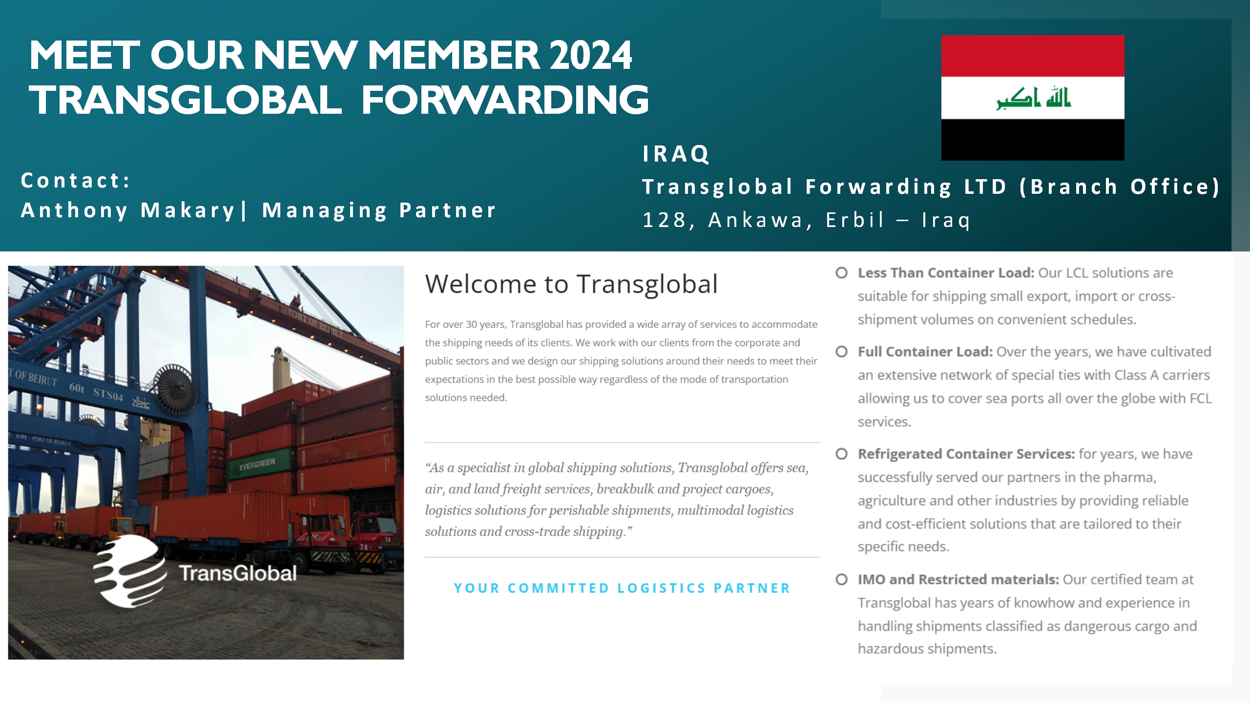 MEET OUR NEW MEMBER 2024 TRANSGLOBAL FORWARDING